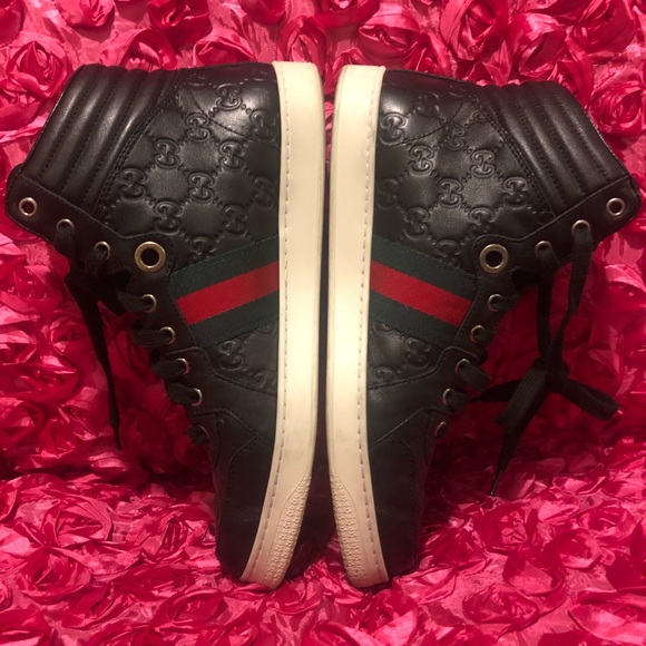 Men's High Top GG Guccissima Web Stripe Sneaker - Picture 4 of 8